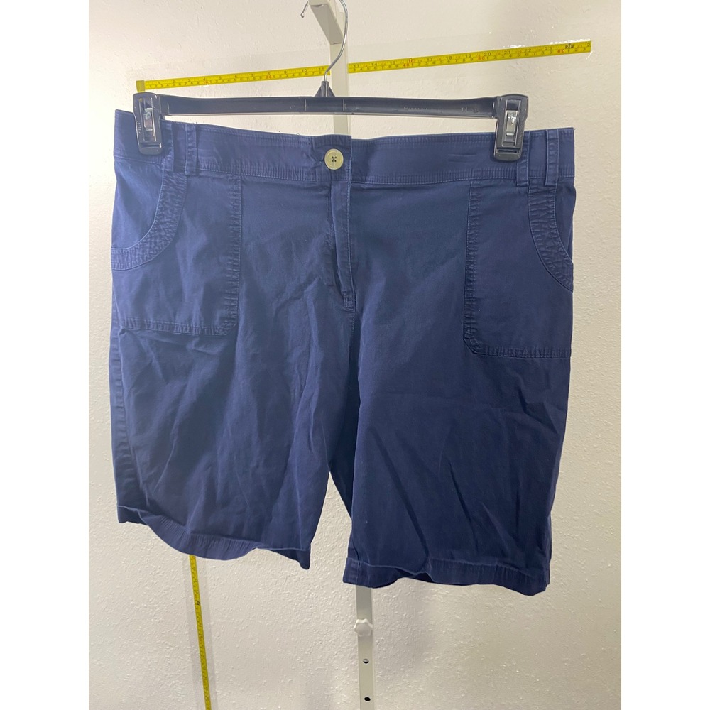 Studio Works Woman Navy Blue Chino Shorts Plus Size 16W Casual Cotton Blend